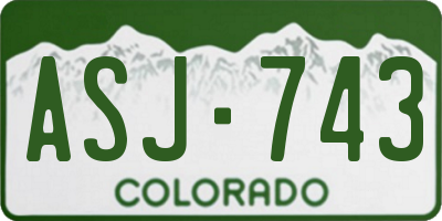 CO license plate ASJ743