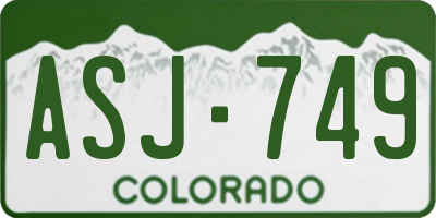 CO license plate ASJ749