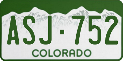 CO license plate ASJ752