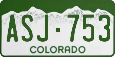CO license plate ASJ753