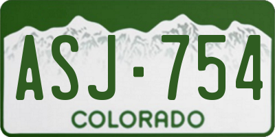 CO license plate ASJ754