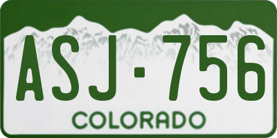 CO license plate ASJ756