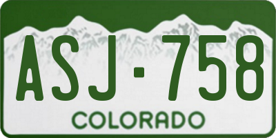 CO license plate ASJ758