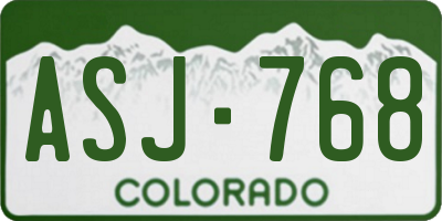 CO license plate ASJ768
