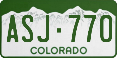 CO license plate ASJ770