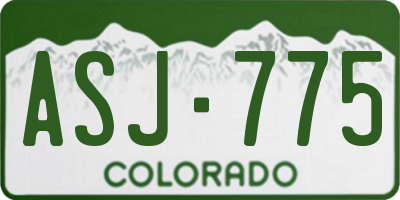 CO license plate ASJ775