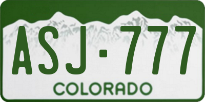 CO license plate ASJ777