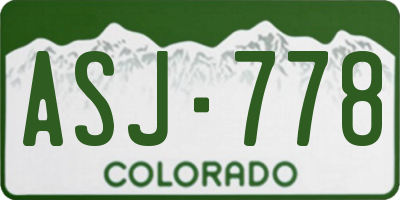 CO license plate ASJ778