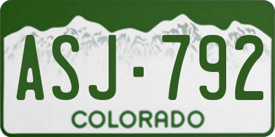 CO license plate ASJ792