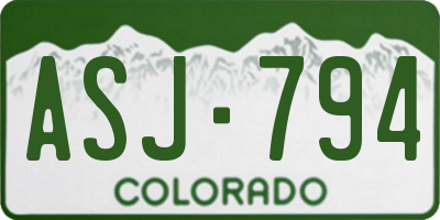 CO license plate ASJ794