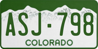 CO license plate ASJ798