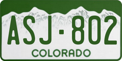 CO license plate ASJ802