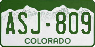 CO license plate ASJ809