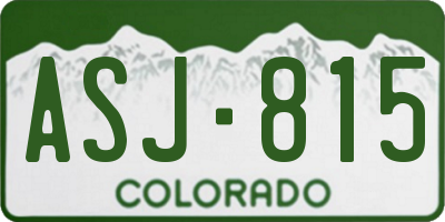 CO license plate ASJ815