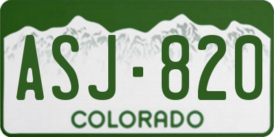 CO license plate ASJ820