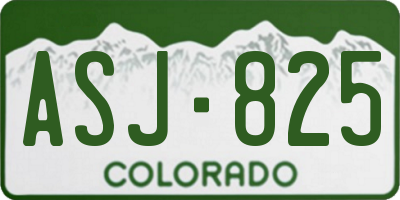 CO license plate ASJ825