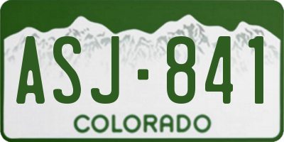 CO license plate ASJ841