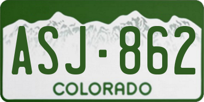 CO license plate ASJ862