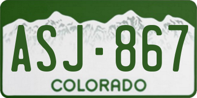 CO license plate ASJ867