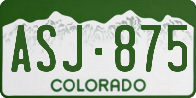 CO license plate ASJ875
