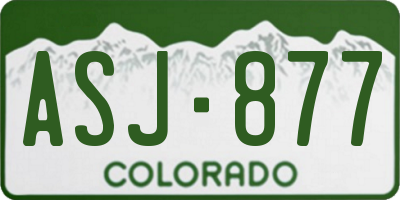 CO license plate ASJ877