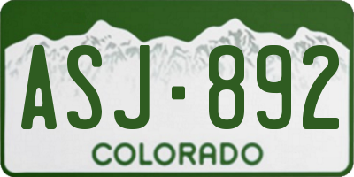 CO license plate ASJ892
