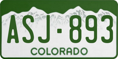 CO license plate ASJ893