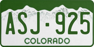 CO license plate ASJ925