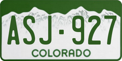 CO license plate ASJ927