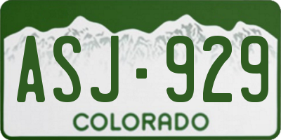 CO license plate ASJ929