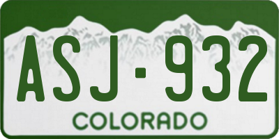 CO license plate ASJ932