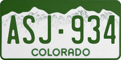 CO license plate ASJ934
