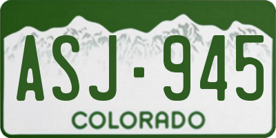 CO license plate ASJ945