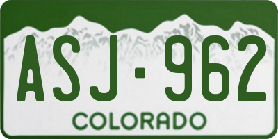 CO license plate ASJ962