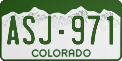 CO license plate ASJ971