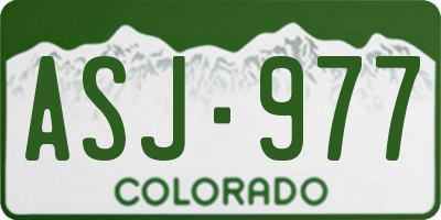 CO license plate ASJ977