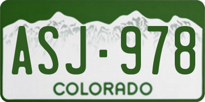 CO license plate ASJ978
