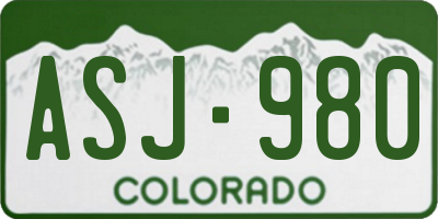 CO license plate ASJ980