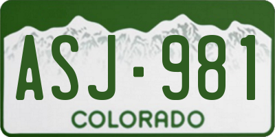 CO license plate ASJ981