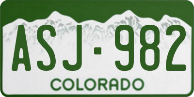 CO license plate ASJ982
