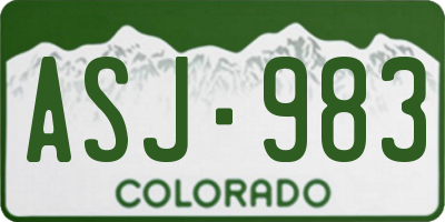 CO license plate ASJ983