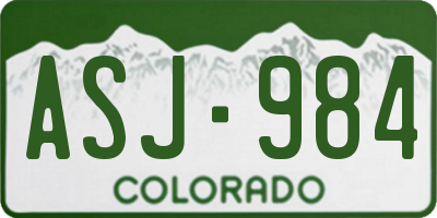 CO license plate ASJ984