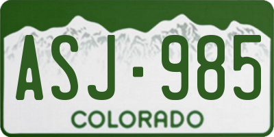 CO license plate ASJ985