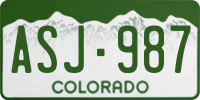 CO license plate ASJ987