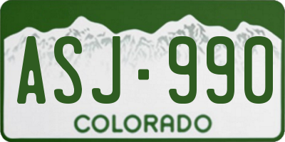 CO license plate ASJ990