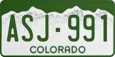CO license plate ASJ991