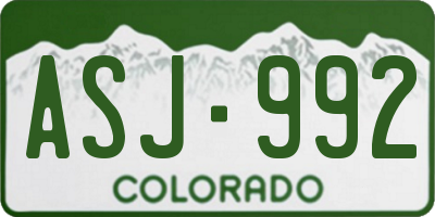 CO license plate ASJ992