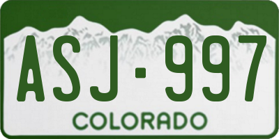 CO license plate ASJ997