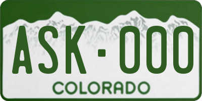 CO license plate ASK000