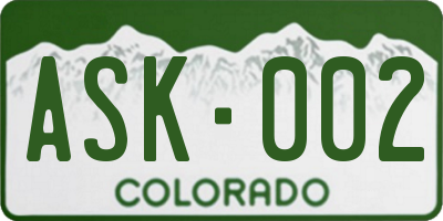 CO license plate ASK002